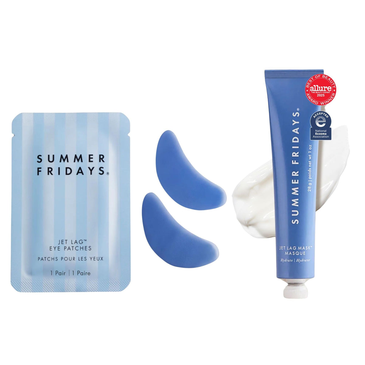 Summer Fridays Jet Lag Hydrating Eye Patches - De-puffing Hydrogel Under Eye Masks with Hyaluronic Acid, Caffeine + Peptides - Soothing + Refreshing At-Home + Travel Skin Care (15 Pairs)