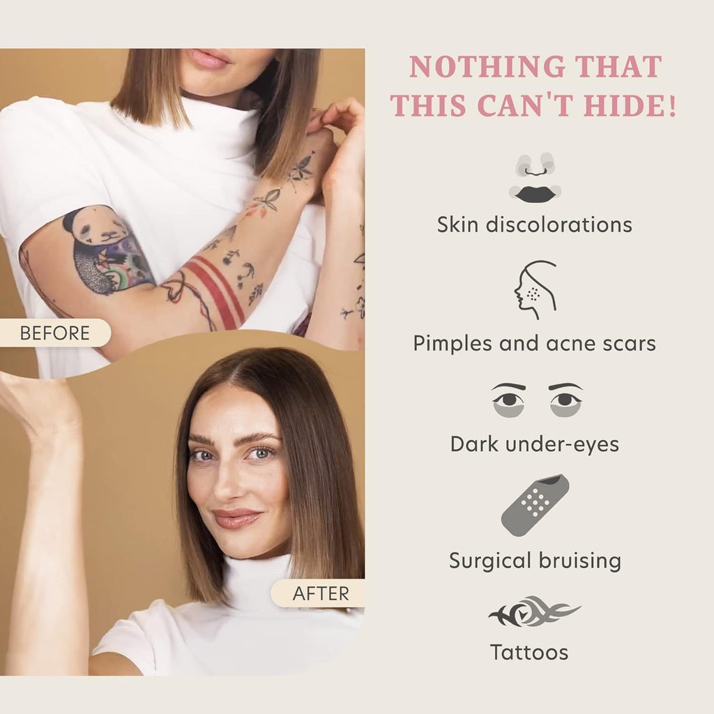 Dermacol Full Coverage Tattoo Cover Matte Foundation SPF 30, 1.1 oz, No.208 | Tattoo cover up makeup Long-lasting for oily skin; covers acne, scars & under-eye bags; hypoallergenic