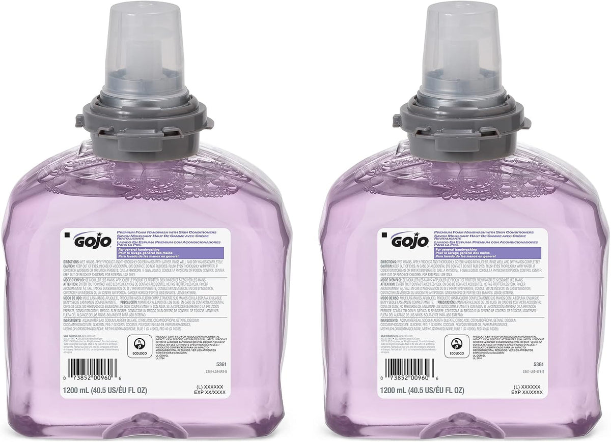 GOJO TFX Foam Soap Refill, Cranberry Scent, 2ct x 1200 mL - 5361-02