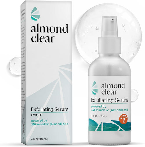 Almond Clear Level 2 Serum | Mandelic Acid Body Serum for Acne, Folliculitis, Aging Skin, Ingrown Hairs, Dark Spots on Face, Chest, Butt, Back, Thighs, Arms | 4 oz