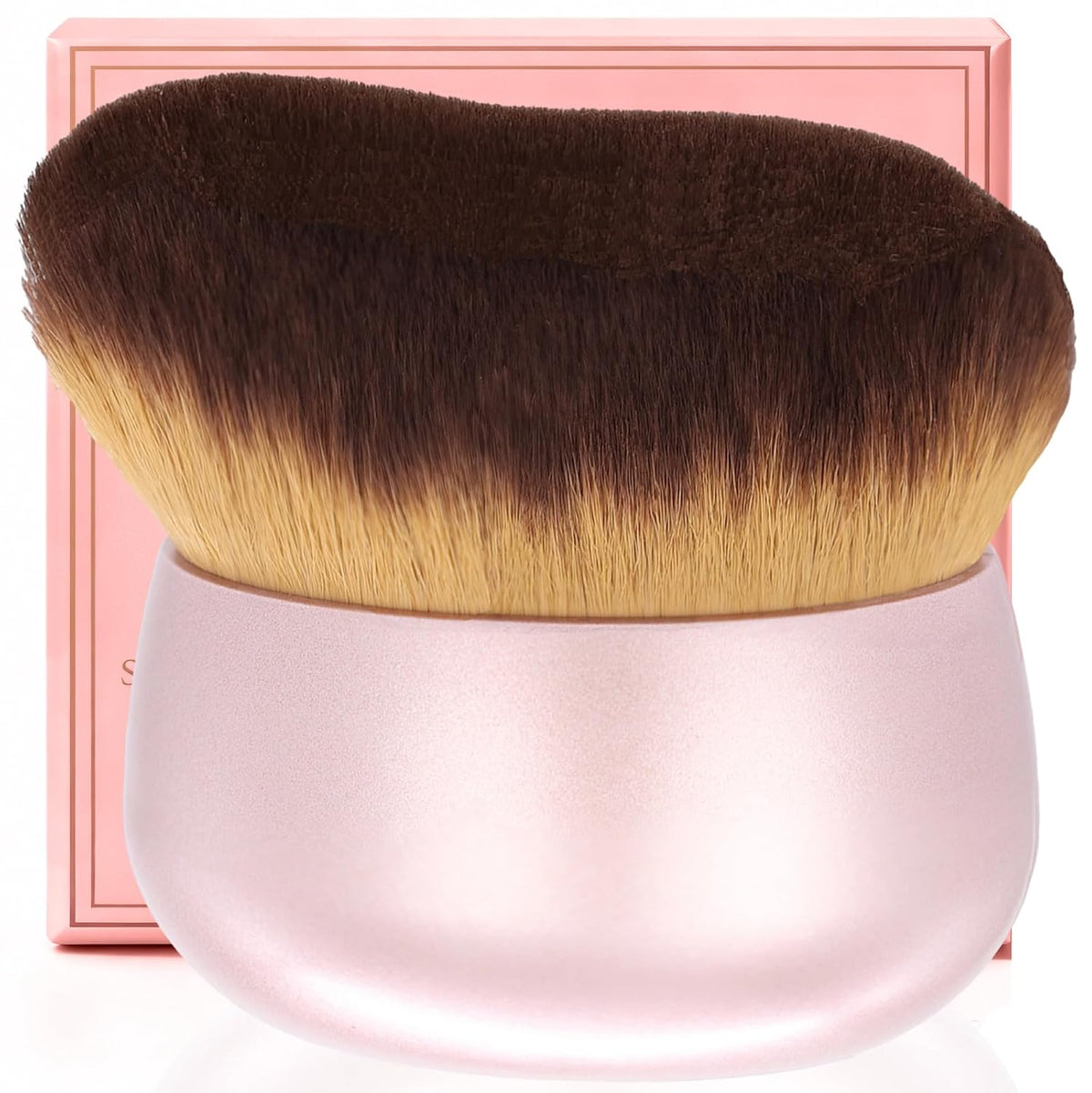 Extra Large Body Makeup Brush For Self Tanner, Leg Makeup &Bronzer Blend,75 mm Wide-headed Kabuki Brush Provides More Even &Pretty Application, Oval Face&Back Makeup Brush, Wet&Dry Use- Pink Rose Gold