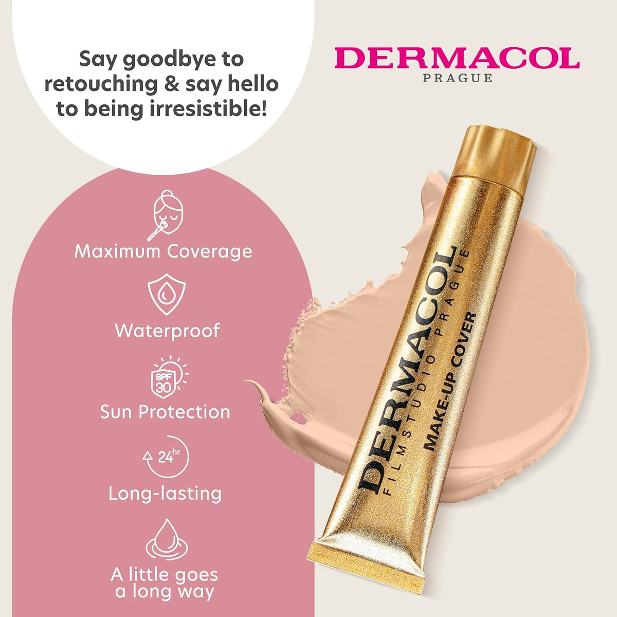 Dermacol Full Coverage Tattoo Cover Matte Foundation SPF 30, 1.1 oz, No.208 | Tattoo cover up makeup Long-lasting for oily skin; covers acne, scars & under-eye bags; hypoallergenic