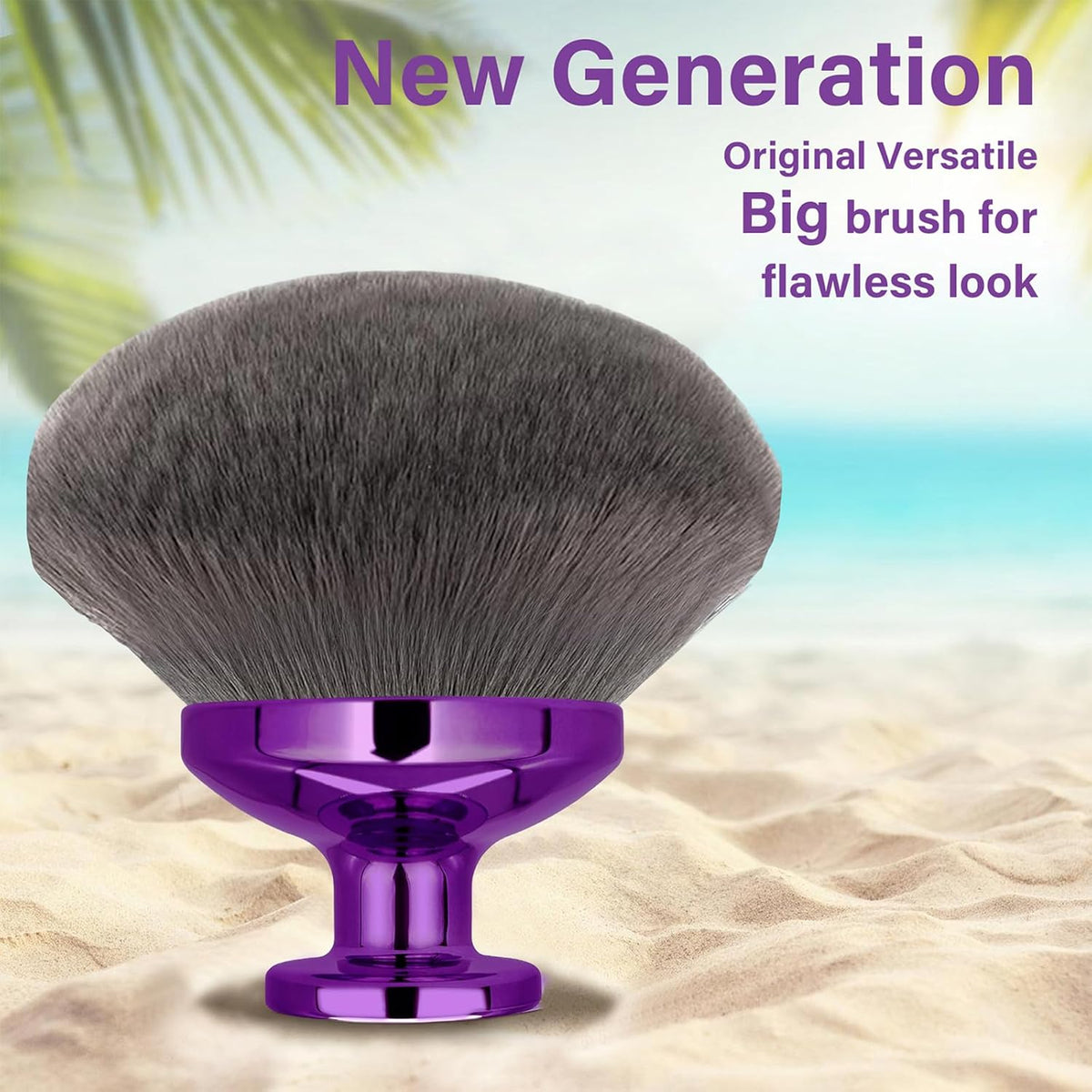 Extra Large Body Makeup Brush For Self Tanner, Leg Makeup &Bronzer Blend,4inch Wide-headed Kabuki Brush Provides More Even &Pretty Application, Sunscreen Face& Back Makeup Brush, Wet&Dry Use- Purple