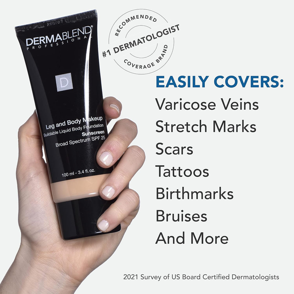 Dermablend Leg & Body Makeup Foundation SPF 25, 10N, 3.4 fl oz