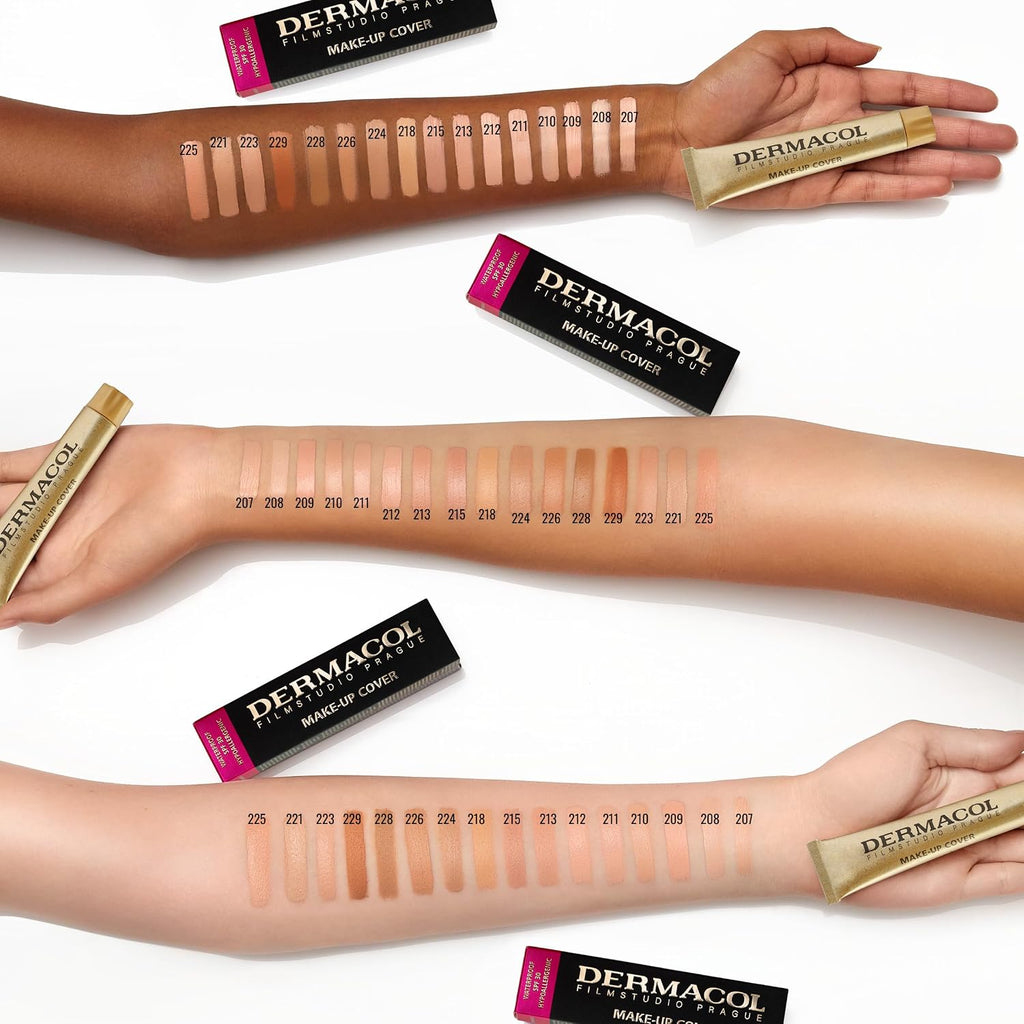Dermacol Full Coverage Tattoo Cover Matte Foundation SPF 30, 1.1 oz, No.208 | Tattoo cover up makeup Long-lasting for oily skin; covers acne, scars & under-eye bags; hypoallergenic
