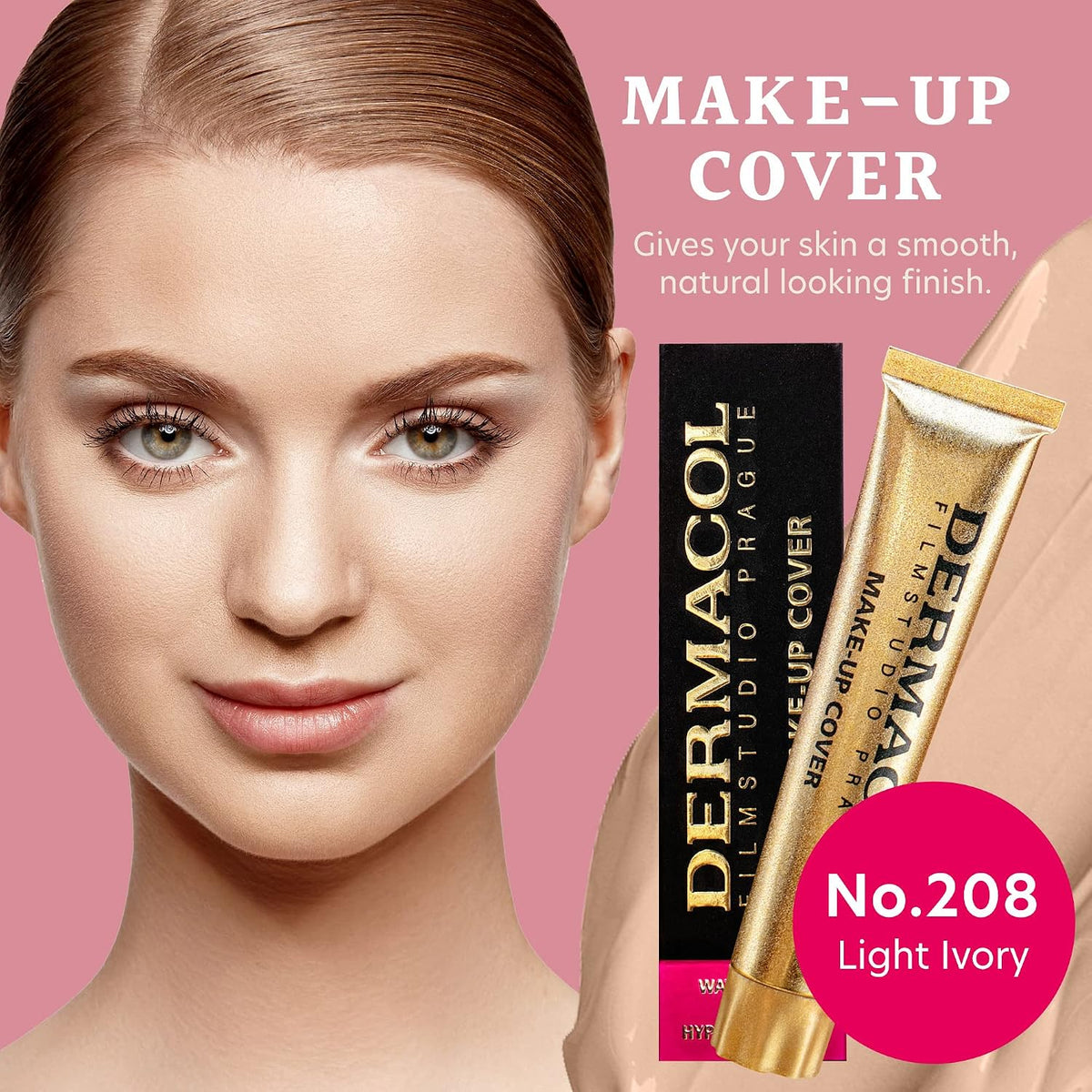 Dermacol Full Coverage Tattoo Cover Matte Foundation SPF 30, 1.1 oz, No.208 | Tattoo cover up makeup Long-lasting for oily skin; covers acne, scars & under-eye bags; hypoallergenic